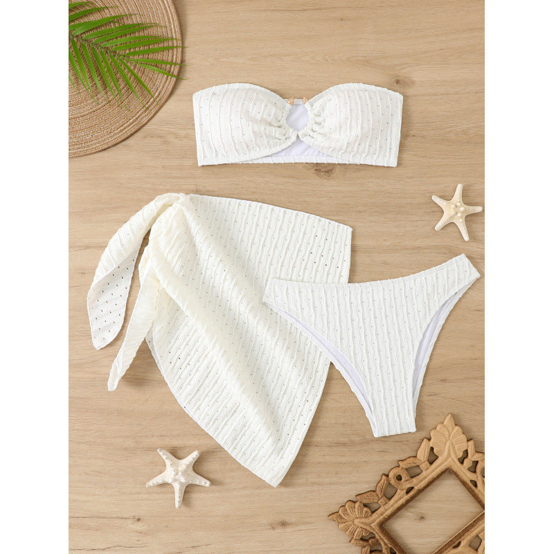 Swimsuit Women Split Backless Sexy Solid Color Bikini Mesh Bikini Three Piece Swimsuit Bella Mia